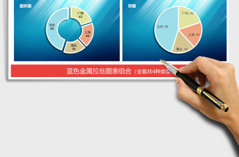 2021年蓝色科技图表 财务营销柱形图饼图免费下载