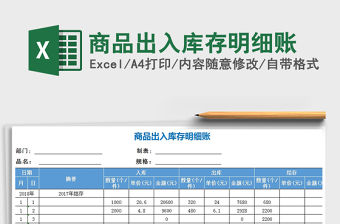 2021年商品出入庫存明細賬免費下載