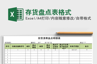 2022年存货盘点表格式免费下载