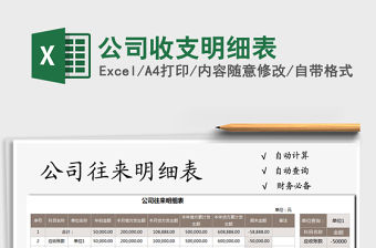 2021年公司收支明細(xì)表