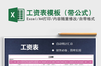2022年工資表模板（帶公式）免費(fèi)下載