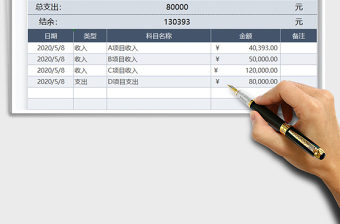 2022年财务资金收支记账表免费下载