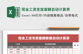 2021年現(xiàn)金工資發(fā)放面額自動計算表免費下載