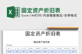 2022年固定資產(chǎn)折舊表免費(fèi)下載