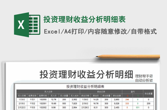 2022项目投资分析 电子表格下载