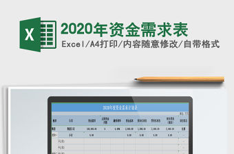 2020年資金需求表