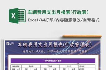 2021年車輛費(fèi)用支出月報(bào)表(行政表）