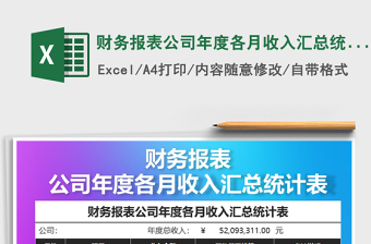 2021年財務報表公司年度各月收入?yún)R總統(tǒng)計表