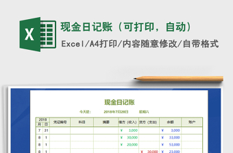 2021年現(xiàn)金日記賬（可打印，自動）免費下載