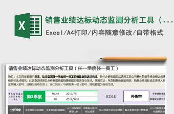 2021年銷售業績達標動態監測分析工具（任一季度任一員工）免費下載