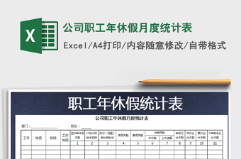 2022年公司職工年休假月度統(tǒng)計(jì)表免費(fèi)下載