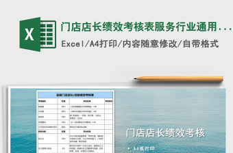 2021年門店店長績效考核表服務(wù)行業(yè)通用考核表免費(fèi)下載