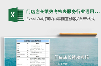 2021年门店店长绩效考核表服务行业通用考核表免费下载