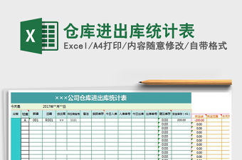 2021年倉庫進出庫統(tǒng)計表免費下載