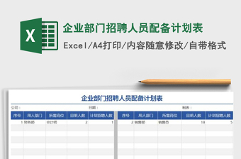 2021年企業(yè)部門招聘人員配備計(jì)劃表免費(fèi)下載