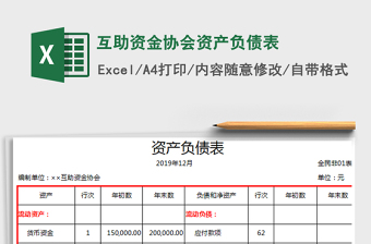 2022事业单位资产负债模板