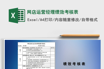2021年網(wǎng)店運營經(jīng)理績效考核表免費下載