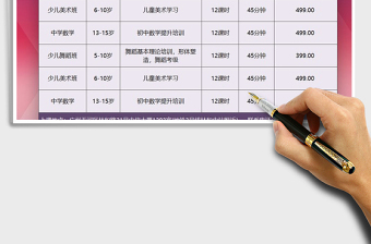 2021年培训课程报价表