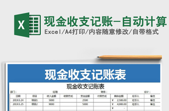 2022年現(xiàn)金收支記賬-自動計算免費下載