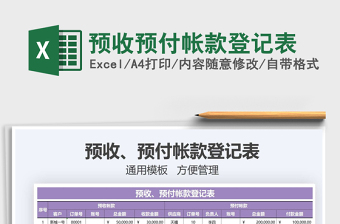 2021年預(yù)收預(yù)付帳款登記表