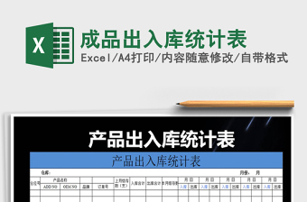 2022年成品出入庫統(tǒng)計表免費下載