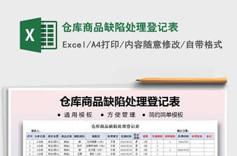 2021年倉(cāng)庫(kù)商品缺陷處理登記表