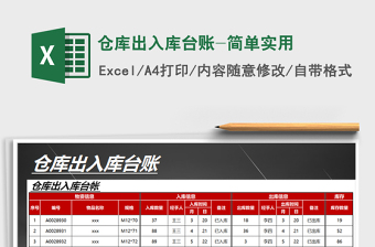 2021年倉庫出入庫臺賬-簡單實用