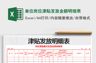 2021年單位崗位津貼發(fā)放金額明細表