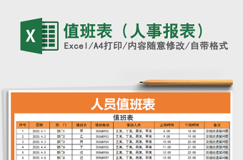2022年值班表（人事報(bào)表）免費(fèi)下載
