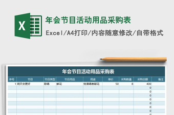 2022年年會(huì)節(jié)目活動(dòng)用品采購表免費(fèi)下載