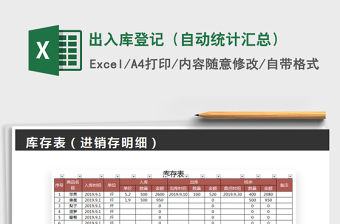 2021年出入庫登記（自動統(tǒng)計匯總）