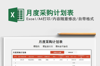 2021年月度采購計(jì)劃表