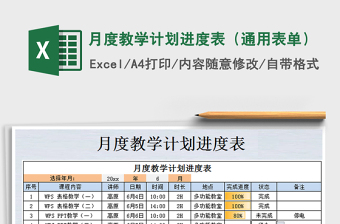 2021年月度教學計劃進度表（通用表單）
