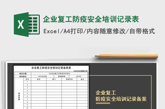 2021年企業復工防疫安全培訓記錄表