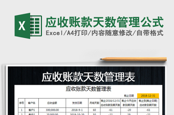 2022年應(yīng)收賬款天數(shù)管理公式免費下載