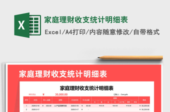 2021年家庭理財收支統(tǒng)計明細(xì)表