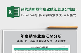 2021年簡約清新綠年度業(yè)績匯總及分地區(qū)顯示動態(tài)圖