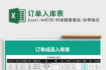 2021年訂單入庫表
