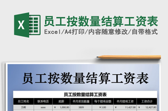 2021年員工按數(shù)量結(jié)算工資表