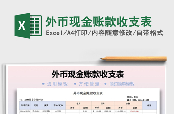 2021年外幣現(xiàn)金賬款收支表