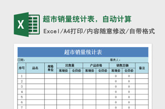 2021年超市銷量統計表，自動計算免費下載