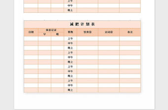 2021年減肥計劃表Excel表格模板