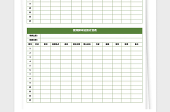 2021年視頻腳本拍攝計(jì)劃表