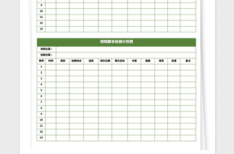 2021年视频脚本拍摄计划表