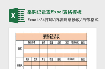 2021年采購記錄表Excel表格模板