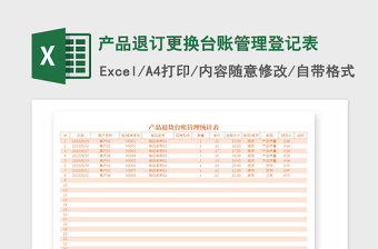 2021年产品退订更换台账管理登记表