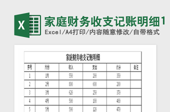2021年家庭財務(wù)收支記賬明細1