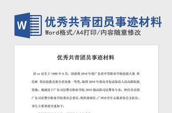 2021年優(yōu)秀共青團員事跡材料