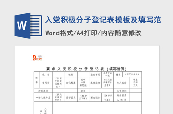 2021年入黨積極分子登記表模板及填寫范