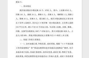 2021年民族團結進步創建活動情況的匯報